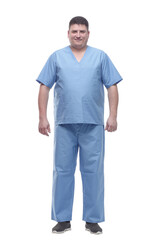 Fototapeta premium male medic in a blue uniform. isolated on a white
