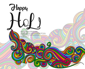 illustration of  Colorful splash for Holi background for Festival of Colors celebration with message in Hindi Holi Hai meaning Its Holi