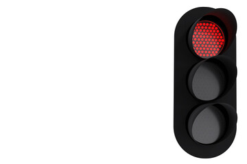 Red traffic signal. Modern LED traffic light isolated on white background. 3d rendering.