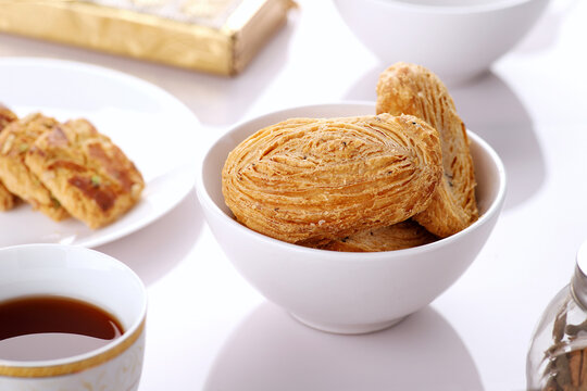 Bakery Fain Puff or Khari with Ajwain And Flour - Indian Baked Snack