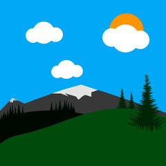 landscape with mountains and clouds