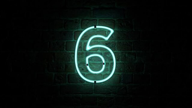 Neon Countdown Timer from 10 to 0