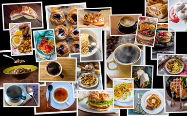 Fototapeta na wymiar Popular Breakfast Food Collage