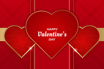 Elegant Gold and Maroon Heart Valentine Day Background