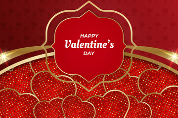 Luxury Maroon and Gold Heart Valentine Day Background