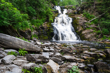 Fototapeta na wymiar Yukankoski waterfall (also known as White bridges) on the river Kulismayoki