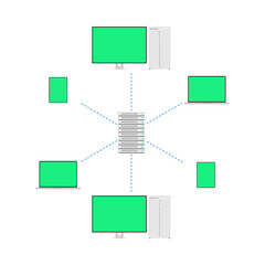 Client-server architecture scheme. Vector illustration.