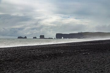 At Reynisfjara Beach in southern Iceland