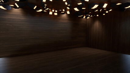 three-dimensional color background for wooden TV studio 3d rendering	