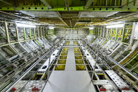 Inside View Of Airplane Fuselage During Maintenance