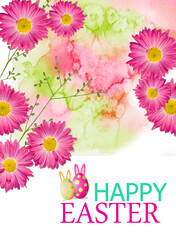 Happy easter card with gerbera flowers