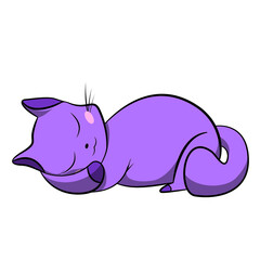 Sleeping Cat Purple Kitten Cute Kitty Cartoon Clipart Vector Graphic funny sleepy cat illustration of a sleeping cat