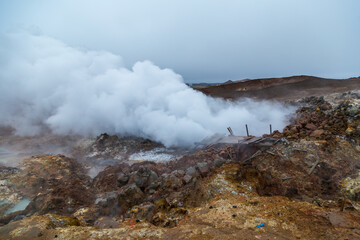 Fototapeta premium The geothermal area of Gunnuhver is located in the western part of the Reykjanes peninsula