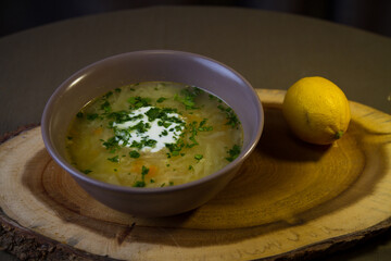 vegetable soup in a bowl on the table