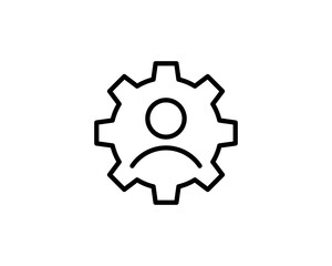 Gear and man icon suitable for info graphics, websites and print media. Colorful vector, flat icon, clip art.