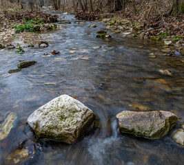 Fototapeta na wymiar Small Creeks water flow in Southern Illinois, USA