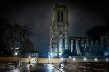Fototapeta na wymiar Ruins of Notre Dame in Paris at Night