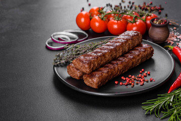 Fresh tasty kebab grilled with spices and herbs