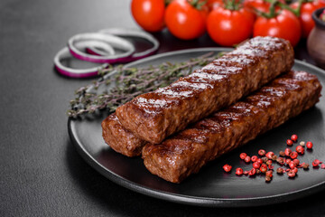 Fresh tasty kebab grilled with spices and herbs