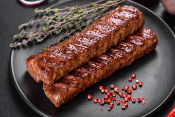 Fresh tasty kebab grilled with spices and herbs