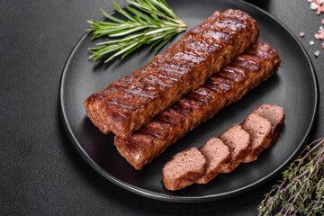 Fresh tasty kebab grilled with spices and herbs