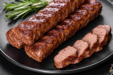 Fresh tasty kebab grilled with spices and herbs