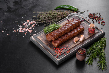 Fresh tasty kebab grilled with spices and herbs
