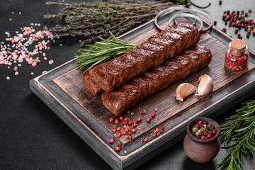 Fresh tasty kebab grilled with spices and herbs