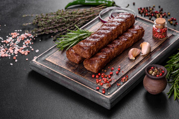 Fresh tasty kebab grilled with spices and herbs