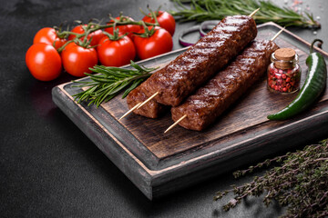 Fresh tasty kebab grilled with spices and herbs