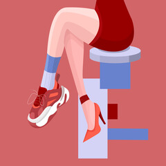 Туфель и кроссовок на ногах