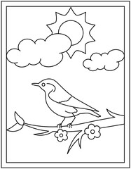 
A sparrow bird in coloring page vector

