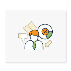 Election loser color icon. Not chosen candidate, applicant. Choice, vote concept. Democracy. Parliamentary or presidential elections. Isolated vector illustration