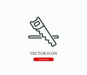 Saw vector icon.  Editable stroke. Linear style sign for use on web design and mobile apps, logo. Symbol illustration. Pixel vector graphics - Vector