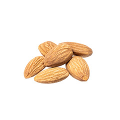 almond nut isolated on white background. prunus dulcis cut out