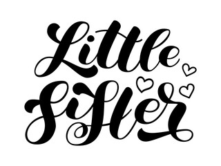 Little Sister brush  lettering. Word for banner or poster. Vector stock illustration