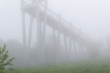 Belvedere foggy alpes mountain view from Mont Revard Savoie region France Europe