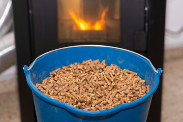 Pellet de madera.  Combustible de biomasa.