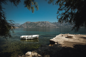 Peaceful view on Boka Kotorska bay in Montenegro