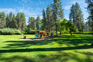 The outdoor children's playground at the Liberty Lake State Park