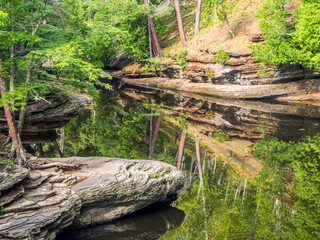 US, Michigan, Upper Peninsula. Bank along the Presque Isle River.