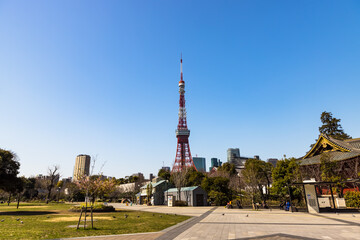 Fototapeta na wymiar (東京都ｰ都市風景)青空の下の東京タワー２
