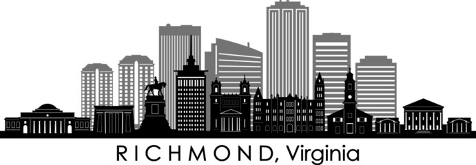 RICHMOND Virginia USA City Skyline Vector
 - obrazy, fototapety, plakaty