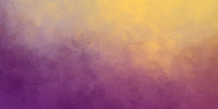 abstract stylish watercolor purple yellow color with paint mix, paint spots and ombre effect