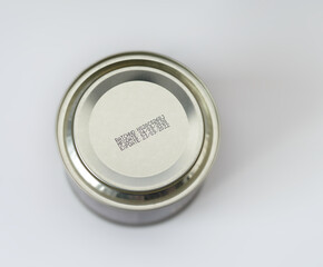 best before date on the tinned food, isolated
