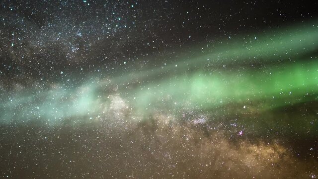 Aurora Milky Way Galaxy Time Lapse In Spring Sky 29