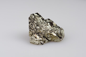 Natural pyrite on white background