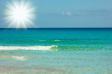 Obraz premium boat in the sea on nature background