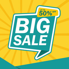 Big Sale Banner and Poster. 50% off. Promotion Banner and Concept Marketing and Digital marketing