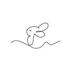 Single line drawing, rabbit/ vector illustration